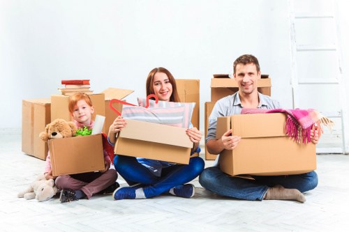 Packed boxes and furniture ready for a scheduled removals booking