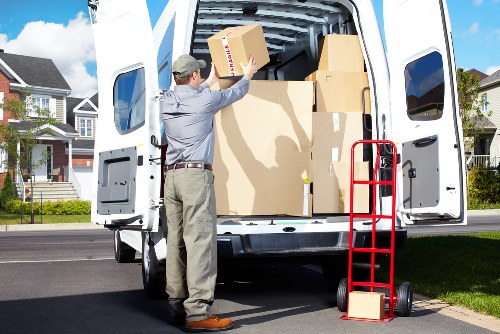 Securely packed furniture and handling equipment in a moving vehicle